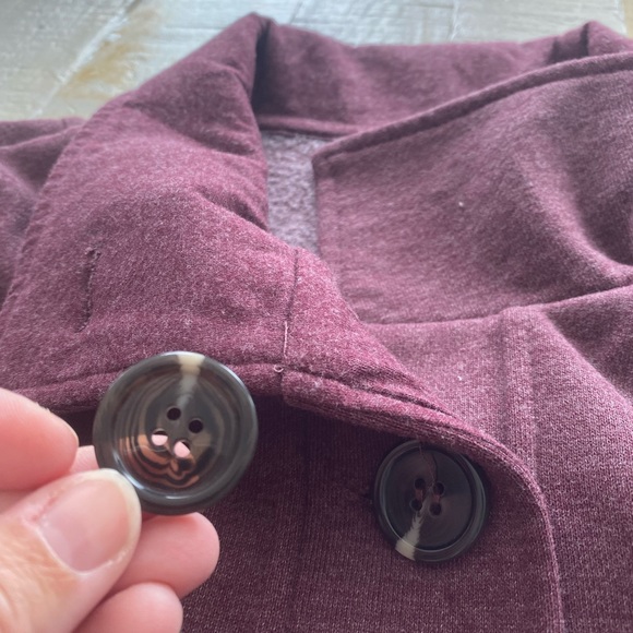 prAna Catrina organic cotton fleece jacket size Large peacoat purple burgundy - Picture 6 of 14